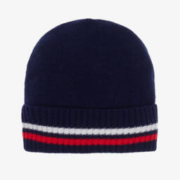 Beatrice & George-Blue Wool & Cashmere Monogram Hat Set | Childrensalon