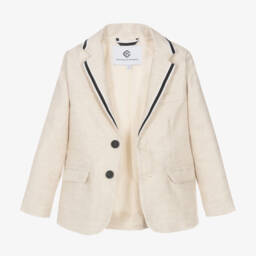 Beatrice & George-Boys Beige Cotton & Linen Suit | Childrensalon