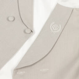 Beatrice & George-Костюм с двубортным жилетом в ёлочку бежевый для мальчиков | Childrensalon