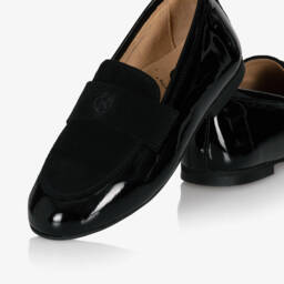 Beatrice & George-Лоферы черные из лакированной и замшевой кожи для мальчиков | Childrensalon