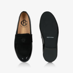 Beatrice & George-Лоферы черные из лакированной и замшевой кожи для мальчиков | Childrensalon