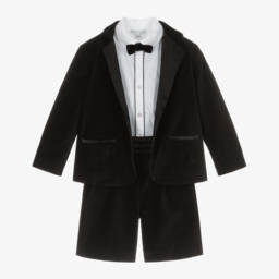 Beatrice & George-Boys Black Velvet Short Tuxedo | Childrensalon