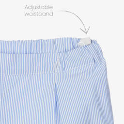 Beatrice & George-Boys Blue Hand-Smocked Cotton Buster Suit | Childrensalon