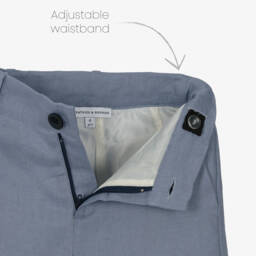 Beatrice & George-Boys Blue Linen 3 Piece Suit  | Childrensalon