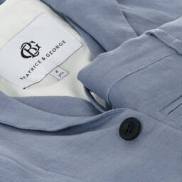 Beatrice & George-Boys Blue Linen 3 Piece Suit  | Childrensalon