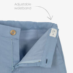 Beatrice & George-طقم شورت أولاد قطن وكتان لون أبيض وأزرق  | Childrensalon