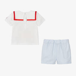 Beatrice & George-طقم شورت أولاد رضع قطن لون أزرق | Childrensalon