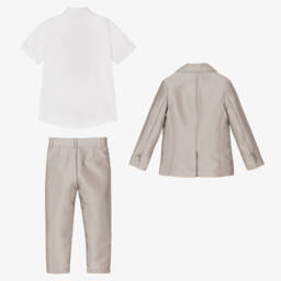 Beatrice & George-Boys Bronze Satin Twill Suit | Childrensalon