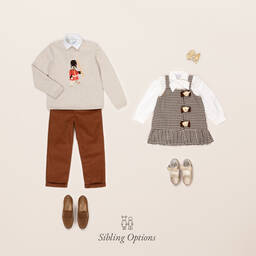 Beatrice & George-طقم بنطلون كوردروي لون بيج وبني للأولاد | Childrensalon