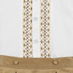 Beatrice & George-بدلة رسمية تطريز سموك يدوي لون ذهبي للمواليد | Childrensalon