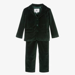 Beatrice & George-بدلة أولاد قطن مخمل لون أخضر | Childrensalon