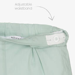 Beatrice & George-Boys Green Hand-Smocked Cotton Buster Suit | Childrensalon