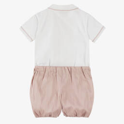 Beatrice & George-بدلة باستر تطريز سموك لون بيج للأولاد | Childrensalon