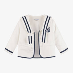 Beatrice & George-Boys Ivory Herringbone Sailor Shorts Suit | Childrensalon