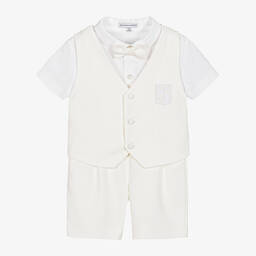 Beatrice & George-Boys Ivory Viscose Shorts Suit | Childrensalon