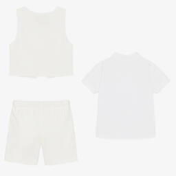 Beatrice & George-طقم شورت أطفال ولادي لون عاجي | Childrensalon