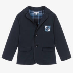 Beatrice & George-Boys Navy Blue Cotton Blazer | Childrensalon