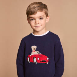 Beatrice & George-Синий шерстяной и кашемировый свитер для мальчиков | Childrensalon