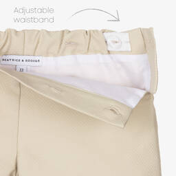 Beatrice & George-Boys White & Beige Cotton Buster Suit | Childrensalon