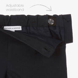 Beatrice & George-Boys White & Blue Cotton Buster Suit | Childrensalon