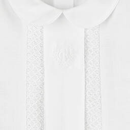 Beatrice & George-Boys White Linen & Cotton Buster Suit | Childrensalon