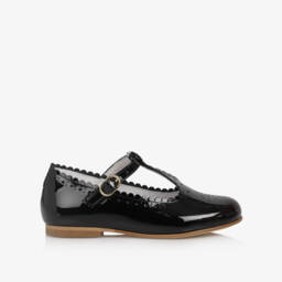 Beatrice & George-Girls Black Patent Leather T-Bar Shoes | Childrensalon