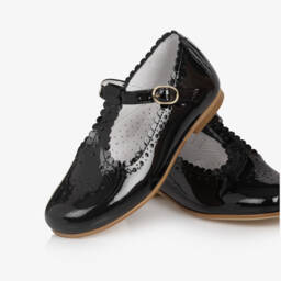 Beatrice & George-Girls Black Patent Leather T-Bar Shoes | Childrensalon