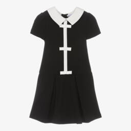 Beatrice & George-Girls Black & White Milano Jersey Dress | Childrensalon