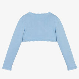 Beatrice & George-كارديغان بوليرو قطن محبوك لون أزرق للبنات | Childrensalon