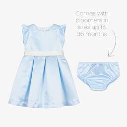 Beatrice & George-Girls Blue Satin Dress | Childrensalon