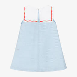 Beatrice & George-فستان بحّارة بدون أكمام لون أزرق وأبيض للبنات | Childrensalon