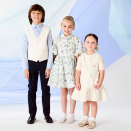 Beatrice & George-Girls Gold Leather T-Bar Shoes | Childrensalon