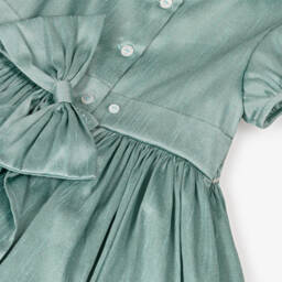 Beatrice & George-فستان ديبون تطريز سموك لون أخضر | Childrensalon