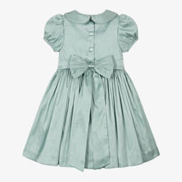 Beatrice & George-فستان ديبون تطريز سموك لون أخضر | Childrensalon