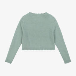 Beatrice & George-كارديغان مزيج صوف وكشمير لون أخضر للبنات | Childrensalon