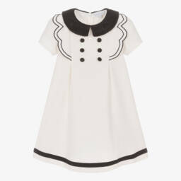 Beatrice & George-Girls Ivory & Black Milano Jersey Dress | Childrensalon