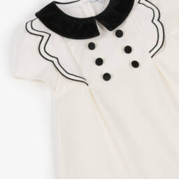 Beatrice & George-فستات ميلانو جيرسي لون عاجي وأسود للبنات  | Childrensalon