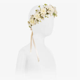 Beatrice & George-طوق للشعر مزين بورود لون عاجي للبنات | Childrensalon