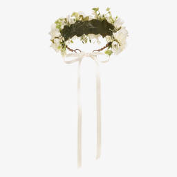 Beatrice & George-طوق للشعر مزين بورود لون عاجي للبنات | Childrensalon