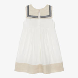 Beatrice & George-Girls Ivory Linen Sailor Dress | Childrensalon