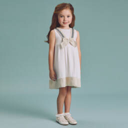 Beatrice & George-Girls Ivory Linen Sailor Dress | Childrensalon