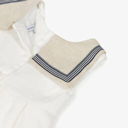 Beatrice & George-Girls Ivory Linen Sailor Dress | Childrensalon