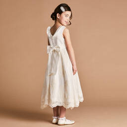 Beatrice & George-فستان ساتان وتول مطرز لون عاجي | Childrensalon