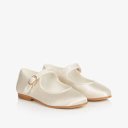 Beatrice & George-Girls Ivory Hand-Smocked Dupion Dress | Childrensalon