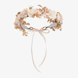 Beatrice & George-Girls Pink & Gold Floral Garland | Childrensalon