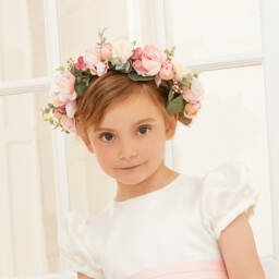 Beatrice & George-Girls Pink Handmade Floral Garland | Childrensalon