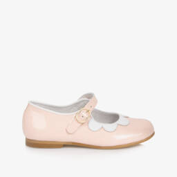 Beatrice & George-Girls Pink Patent Leather Scalloped Mary-Jane Shoes | Childrensalon