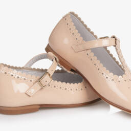 Beatrice & George-Girls Pink Patent Leather T-Bar Shoes | Childrensalon