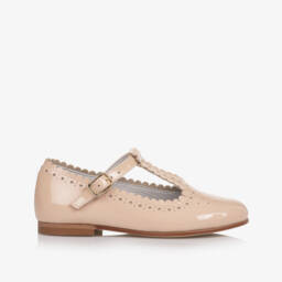 Beatrice & George-Girls Pink Patent Leather T-Bar Shoes | Childrensalon