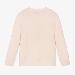 Beatrice & George-Girls Pink Wool & Cashmere Deer Sweater | Childrensalon